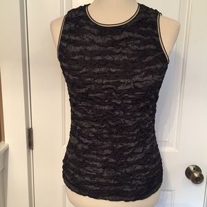 LIBRA TANK TOP PUCKER BLACK GRAY SHIMMER STRETCH Size M